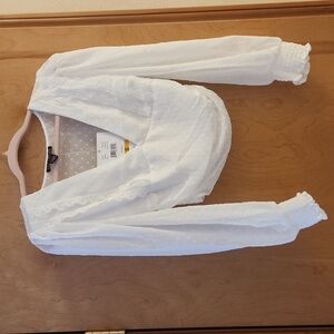 White Swiss Dot Lace Blouse Size Small - New With Tags